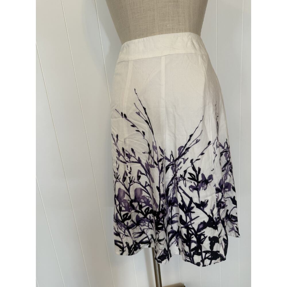 Coldwater Creek Floral Skirt Womens Medium Purple Botanical Print A Line - Picture 5 of 6